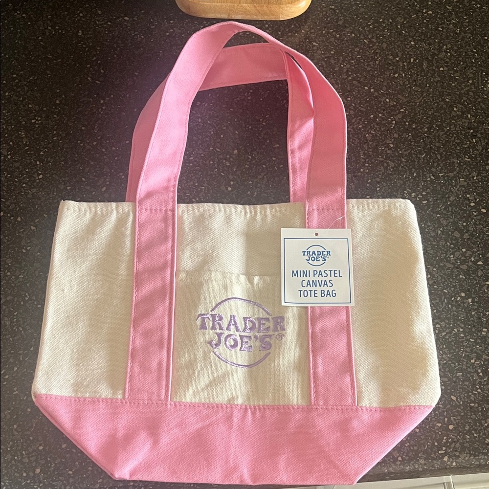 Trader Joe's Pink & Cream Canvas Mini Tote